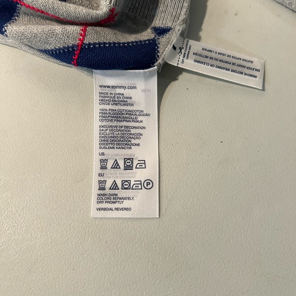 Tommy Hilfiger Grey Blue Argyle Pattern Pullover Pima Cotton Jumper/Sweater - Picture 5 of 5